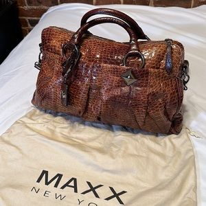 MAXX New York Large Leather Animal Pattern Shoulder Satchel - NWOT